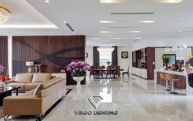 Thi công lắp đèn phòng khách bếp và phòng ngủ cho biệt thự nhà chị Khuyên tại Quảng Ninh